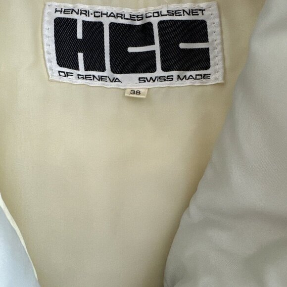 Vintage Henri Charles Colsenet Swiss White Striped Down Jacket Woman’s 38 VGUC - Picture 3 of 8